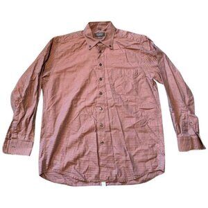 Haupt of Germany 16 1/2 Brown Diamond Plaid Dress Shirt